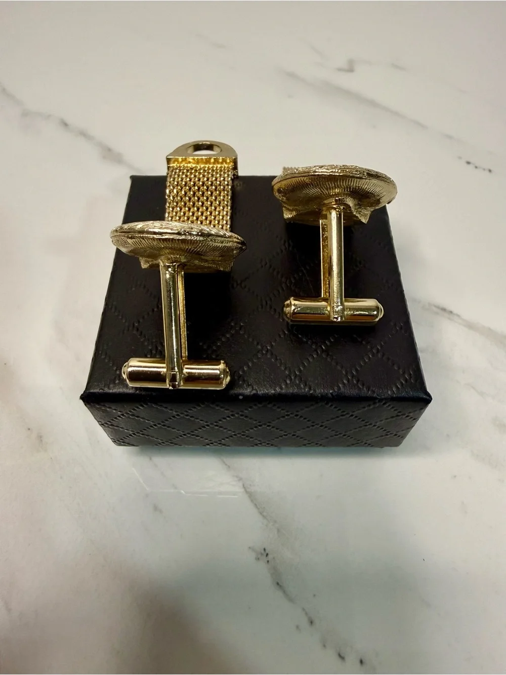 Gold Tone Mesh Cuff links